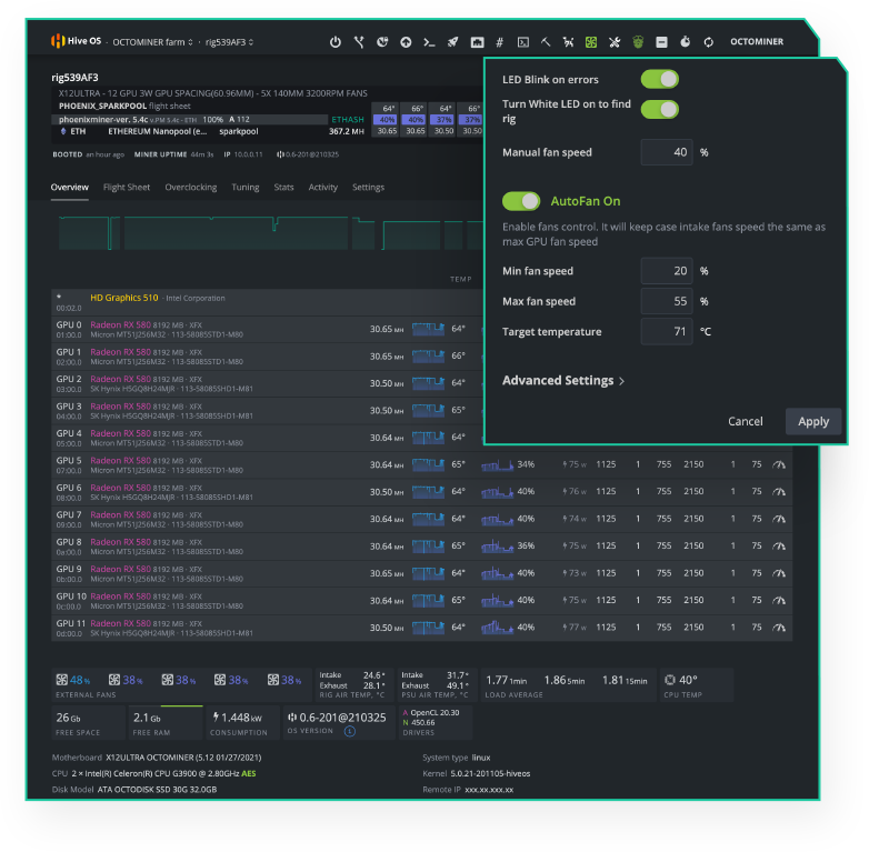 Optimisation RIG de minage sur HIVE OS